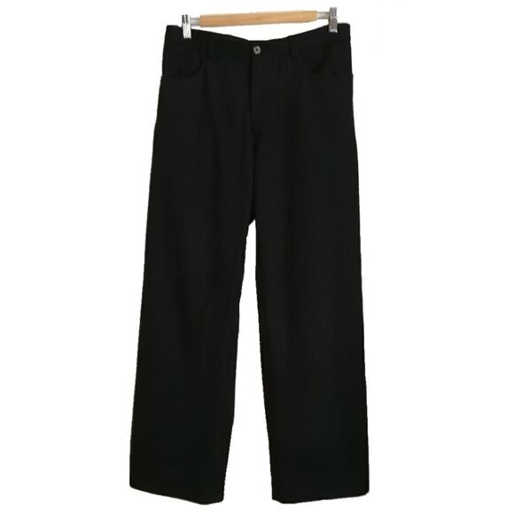 𝅺MEN VALENTINO Classic Black Virgin Wool Straigth Leg Trouser Pants Size 38 - Picture 1 of 16
